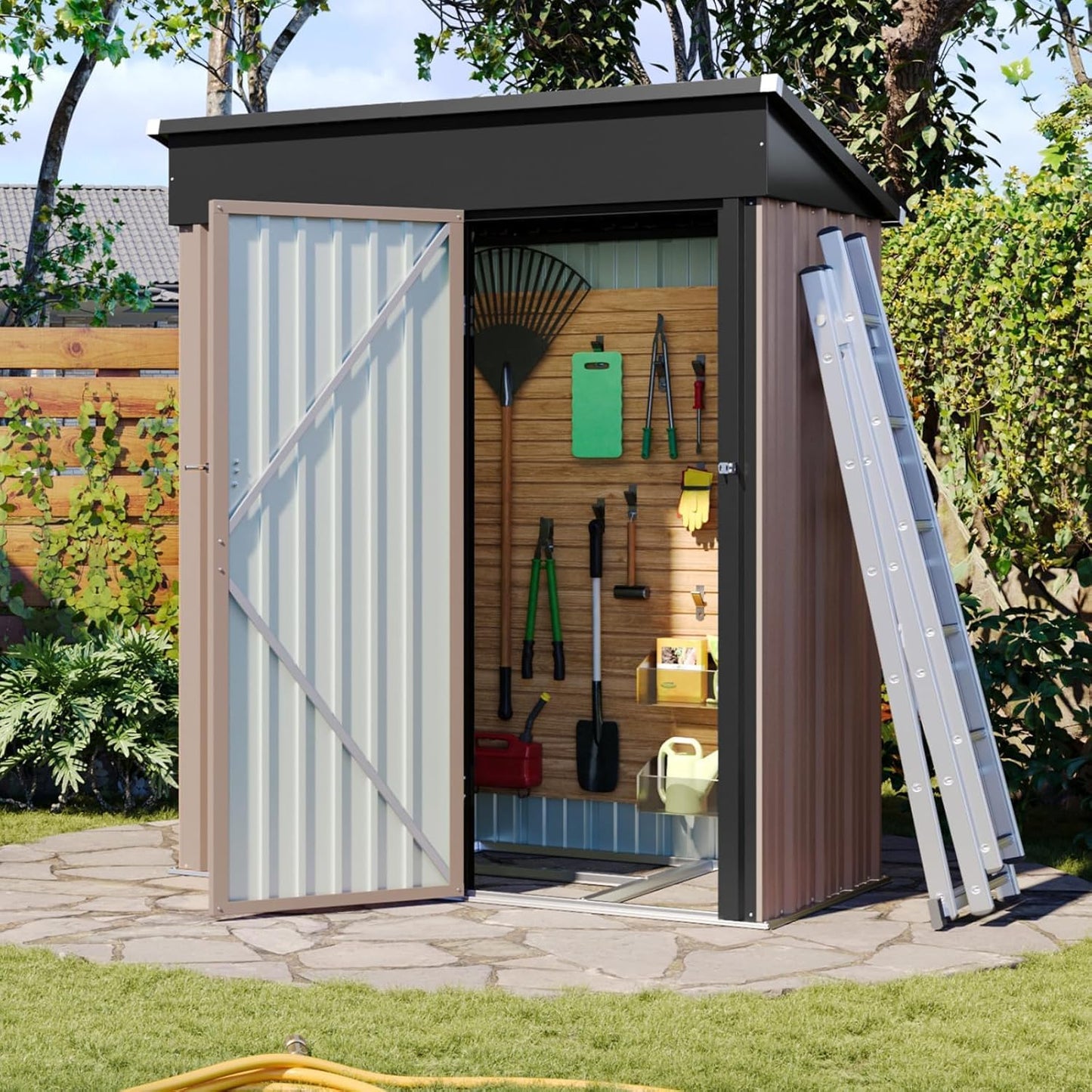 Spacious Metal Outdoor Storage Shed for Garden and Patio Use