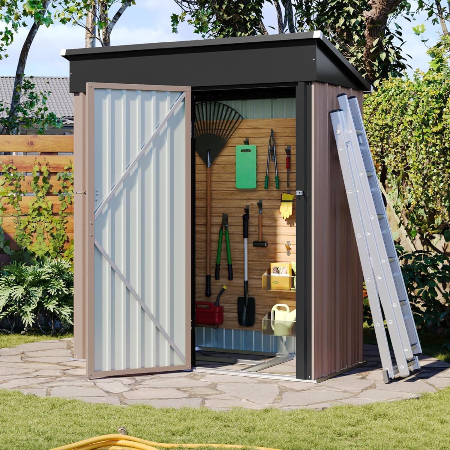 Spacious Metal Outdoor Storage Shed for Garden and Patio Use