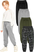 Boys Fleece Sweatpants 4 Pack - Warm Athletic Jogger Pants Resinta