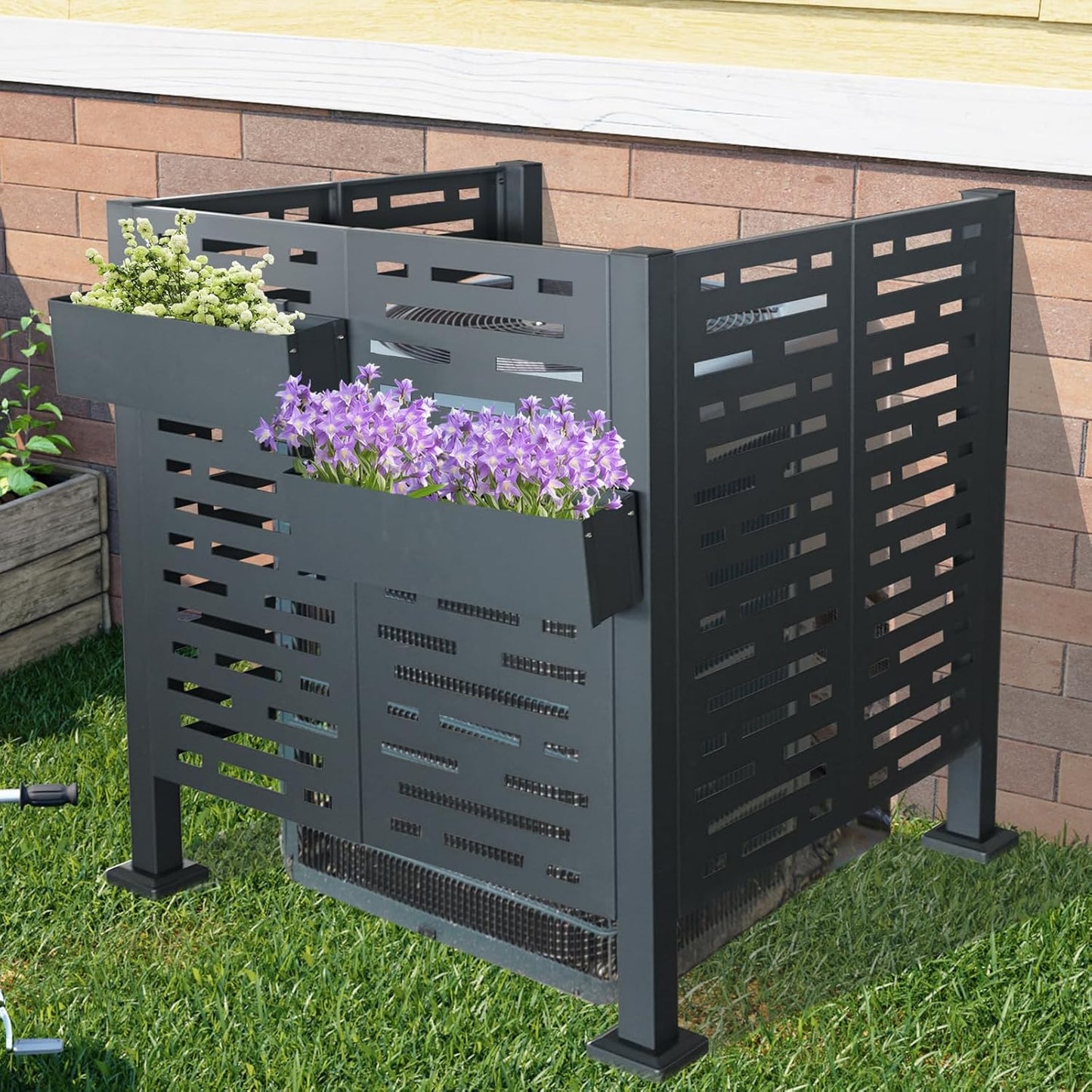 3.5FT Metal Privacy Fence for Outdoor Unit - Non-Rust Galvanized Panel - YOPTO