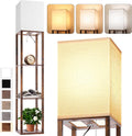 Floor Lamp with Shelves for Living Room Brown - Tall 3-Tier Lighting