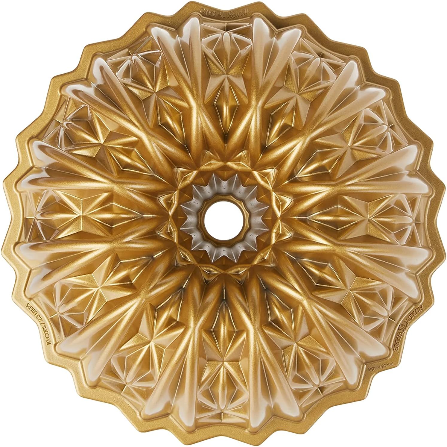 Nordic Ware Cut Crystal Bundt Pan, 10 Cup, Gold Finish