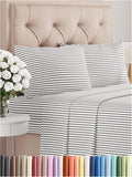 Queen Size 4 Piece Sheet Set - Soft, Cooling Grey Stripes