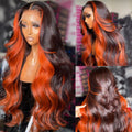 200% Density 13x6 Ginger Lace Front Wig Human Hair - Bold Ombre Look