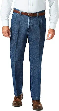 Haggar Men's Pleat & Flat Front Denim for Comfort & Style