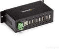 7-Port USB 2.0 Hub - Metal Industrial USB-A Hub with Surge Protection