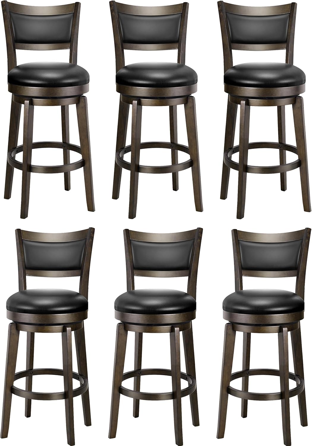PrimeZone Swivel Bar Stools Set of 6 for Kitchen and Pub Use