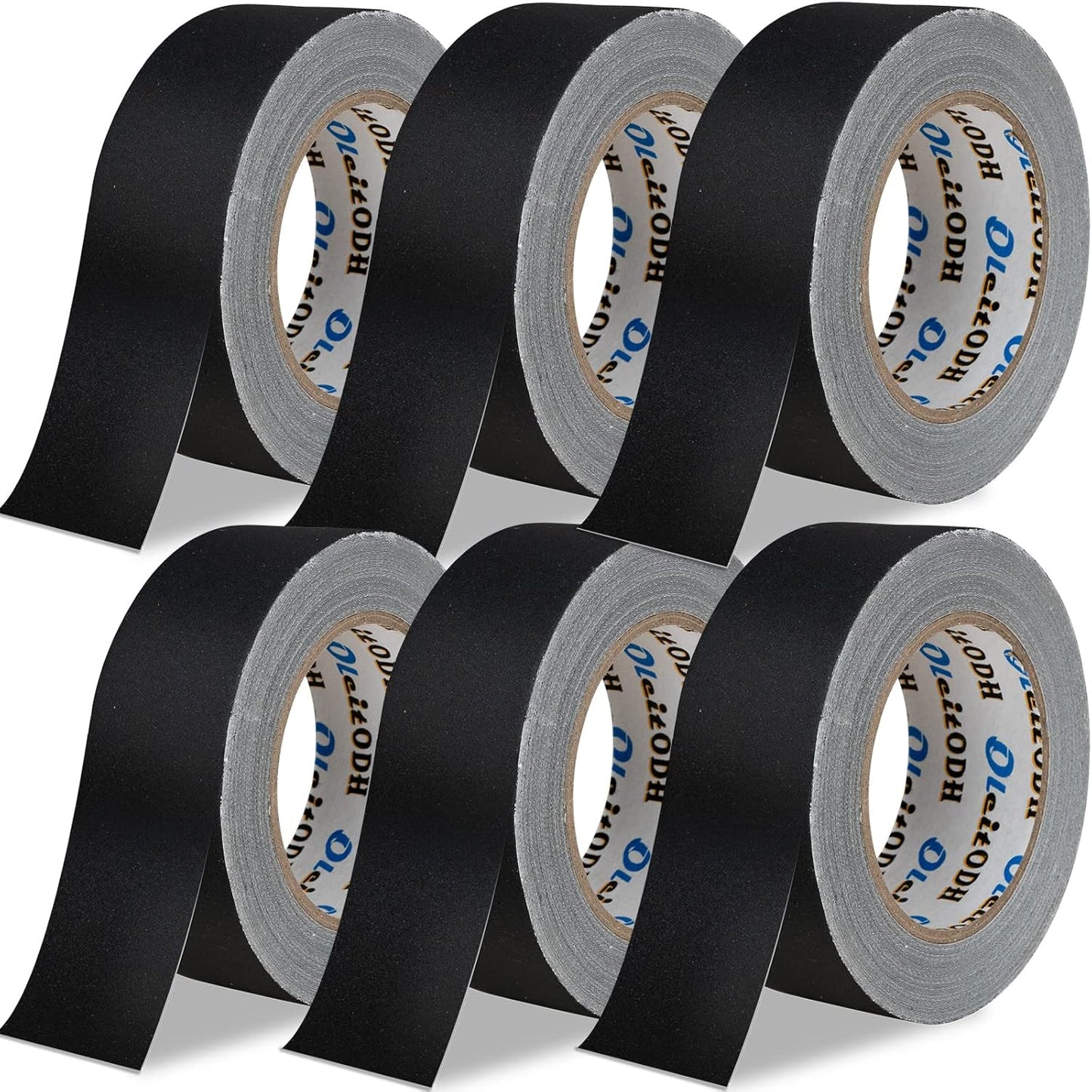 Black Gaffers Tape 6 Pack - Waterproof, Easy Tear, Non-Reflective