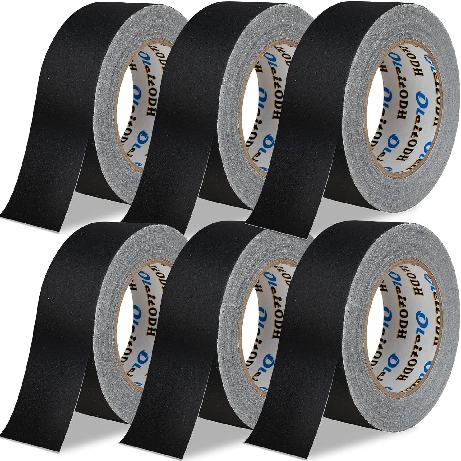 Black Gaffers Tape 6 Pack - Waterproof, Easy Tear, Non-Reflective