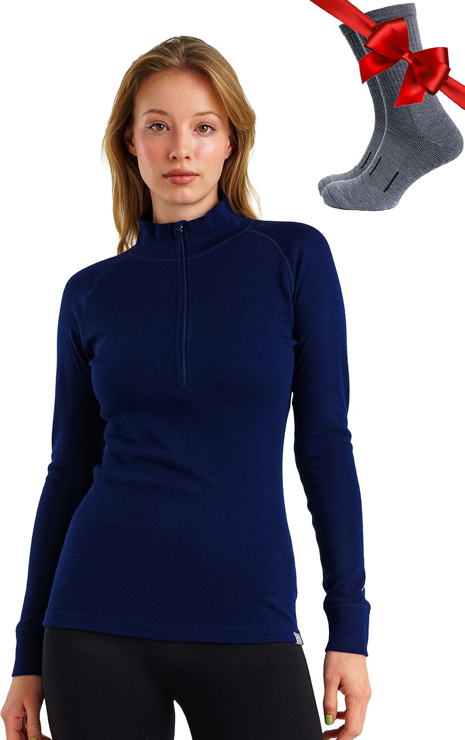 Merino Wool Base Layer Women - 100% Merino Half Zip Sweater