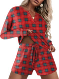 Ekouaer Waffle Knit Pajama Set for Women - Soft Lounge Top & Shorts