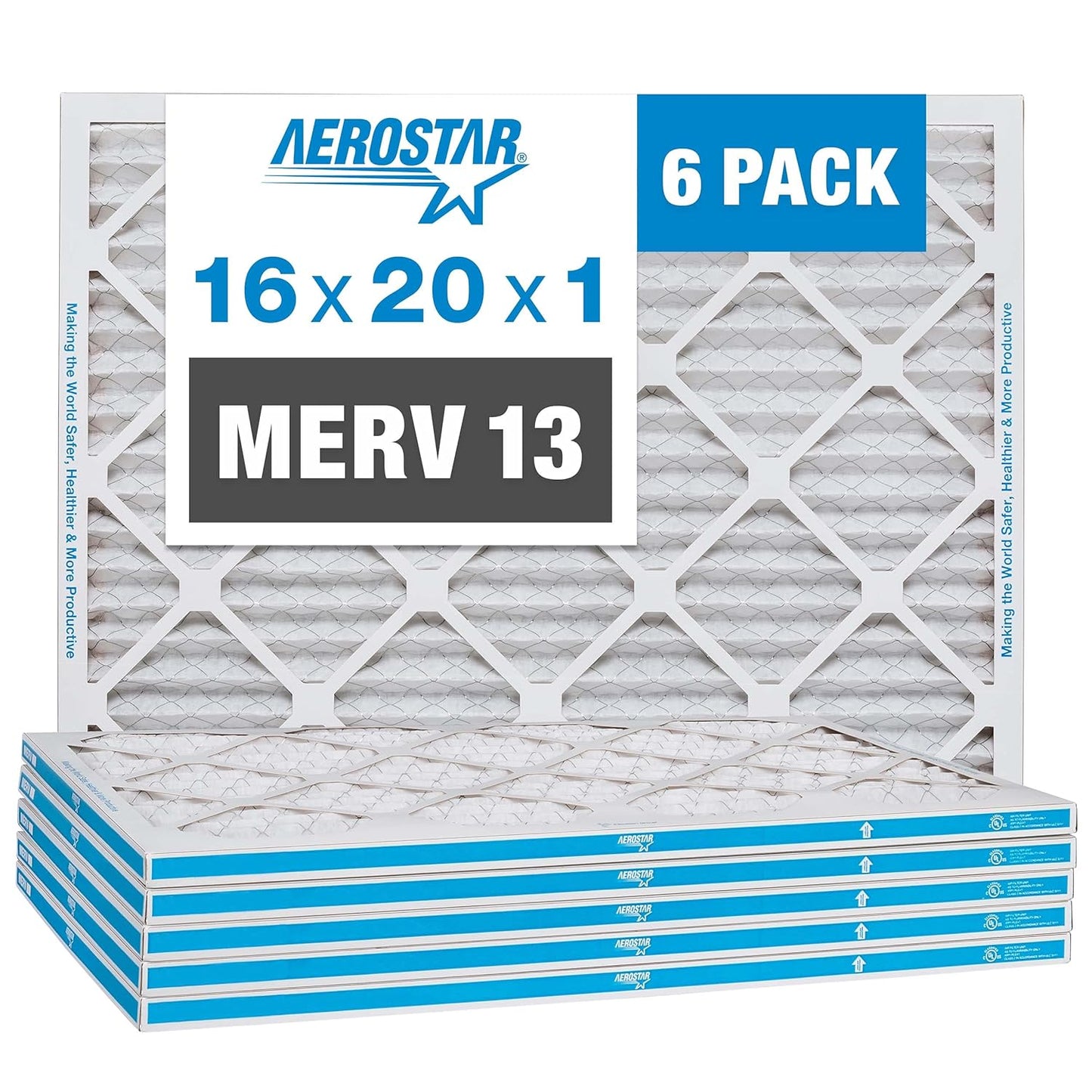 Aerostar MERV 13 Air Filter 6 Pack - Cleaner, Fresher Air!