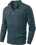 Men's Quarter Zip Pullover Sweater Cable Knit - Warm Everyday Layering