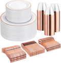Rose Gold Dinnerware Set for 50 Guests - Elegant Disposable Plates