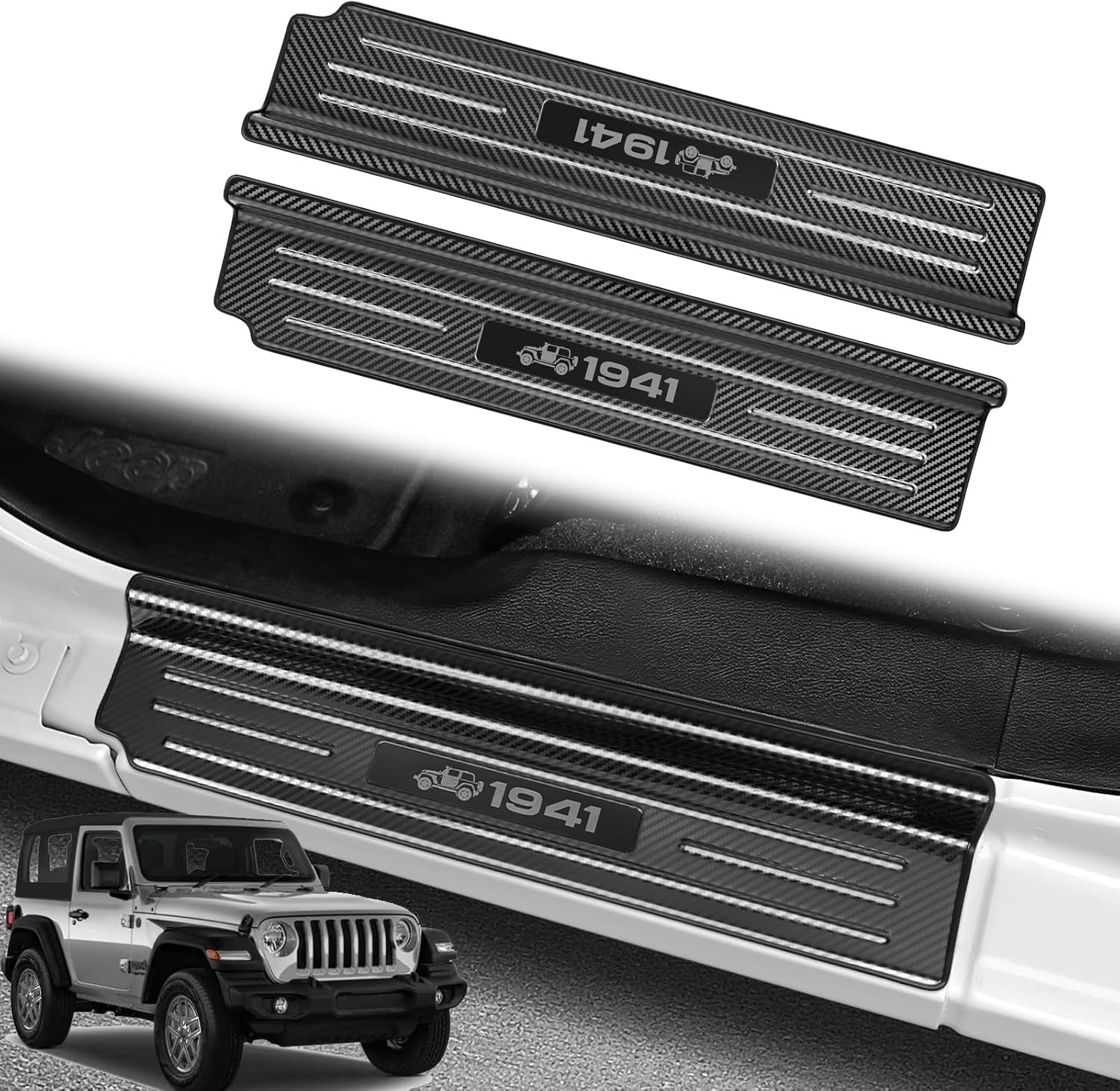 2PCS Door Sill Protector for Jeep Wrangler JL JLU & Gladiator JT