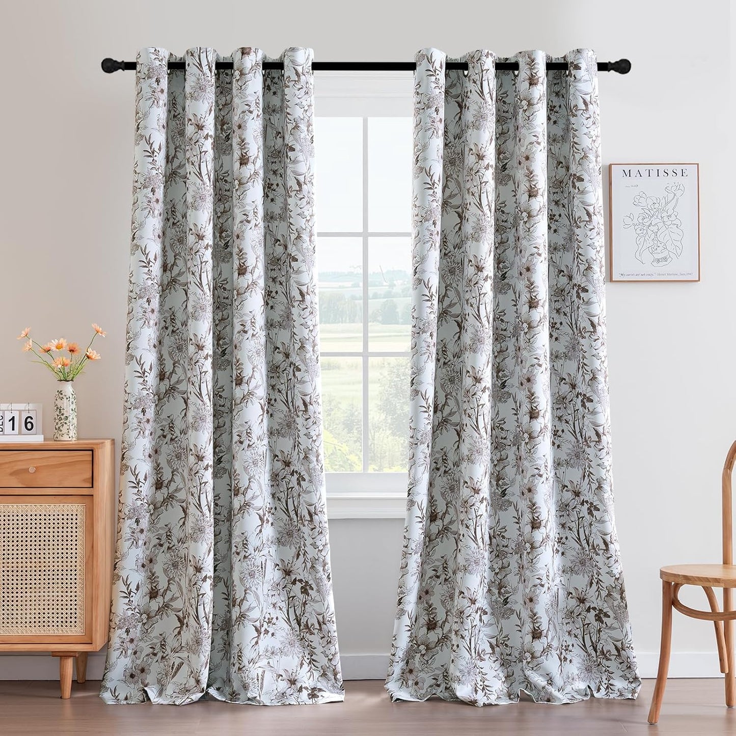 H.VERSAILTEX Blackout Curtains 96 Inch Length Floral Print Set