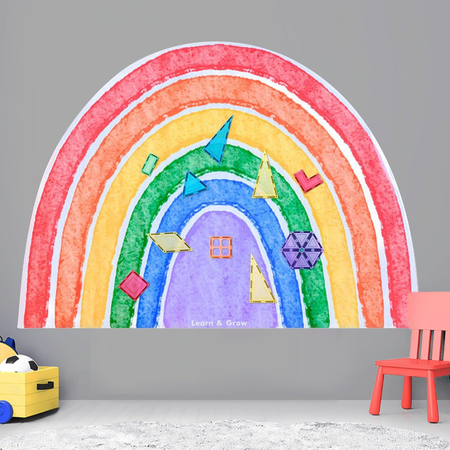 Learn & Grow Magnetic Wall Decal for Kids Playroom Decor