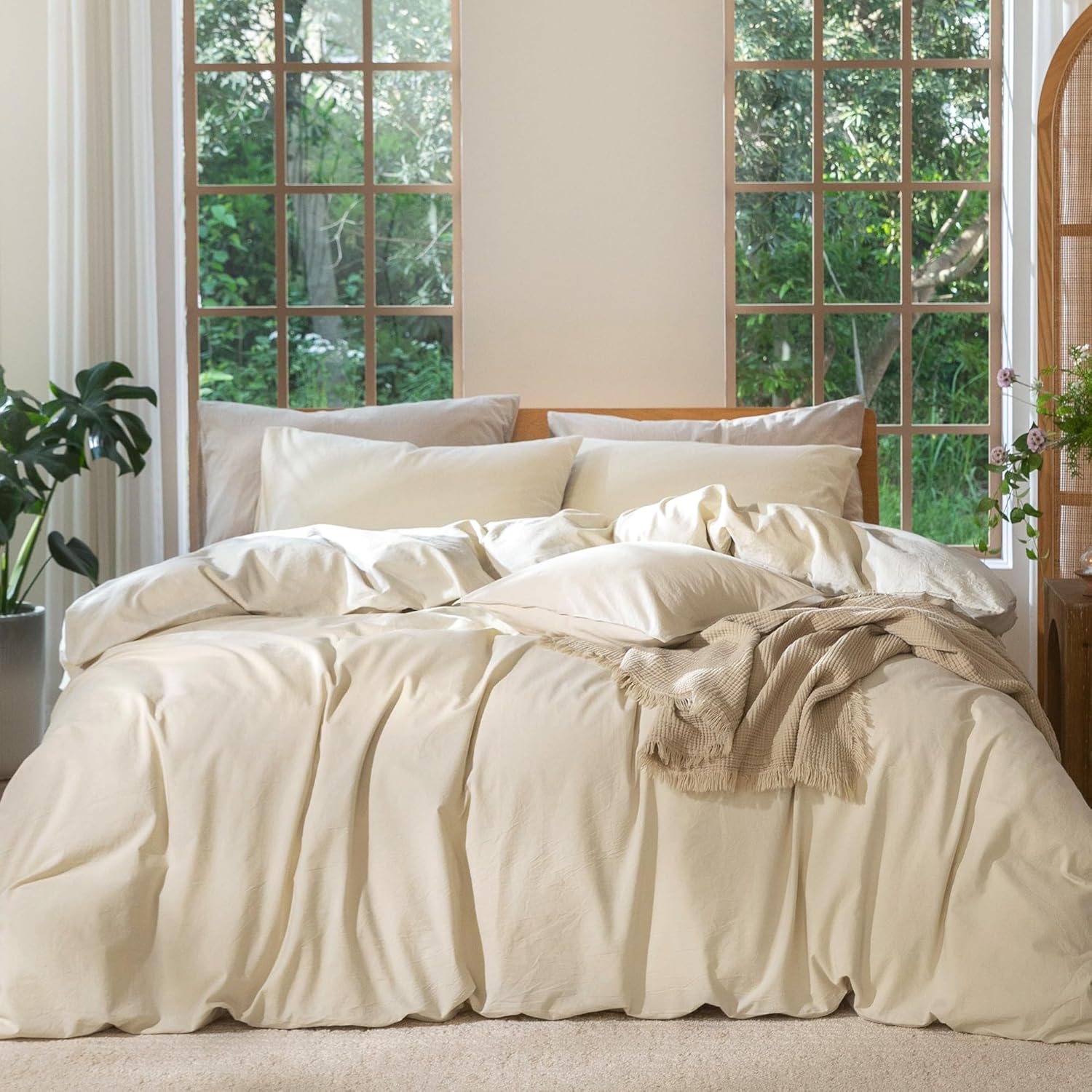 MooMee Bedding Duvet Cover Set in Heathered Almond Milk Grey