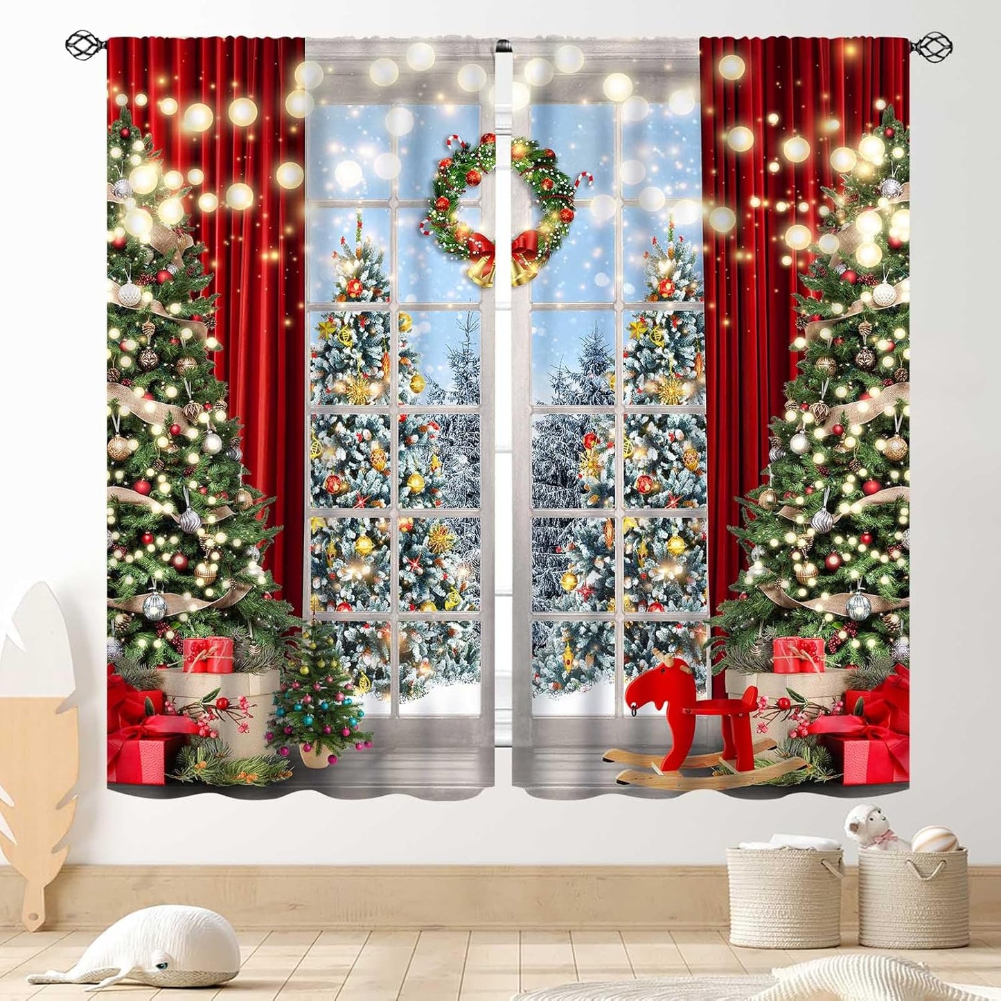TKUYO Christmas Tree Curtains - Festive Holiday Decor for Every Room!