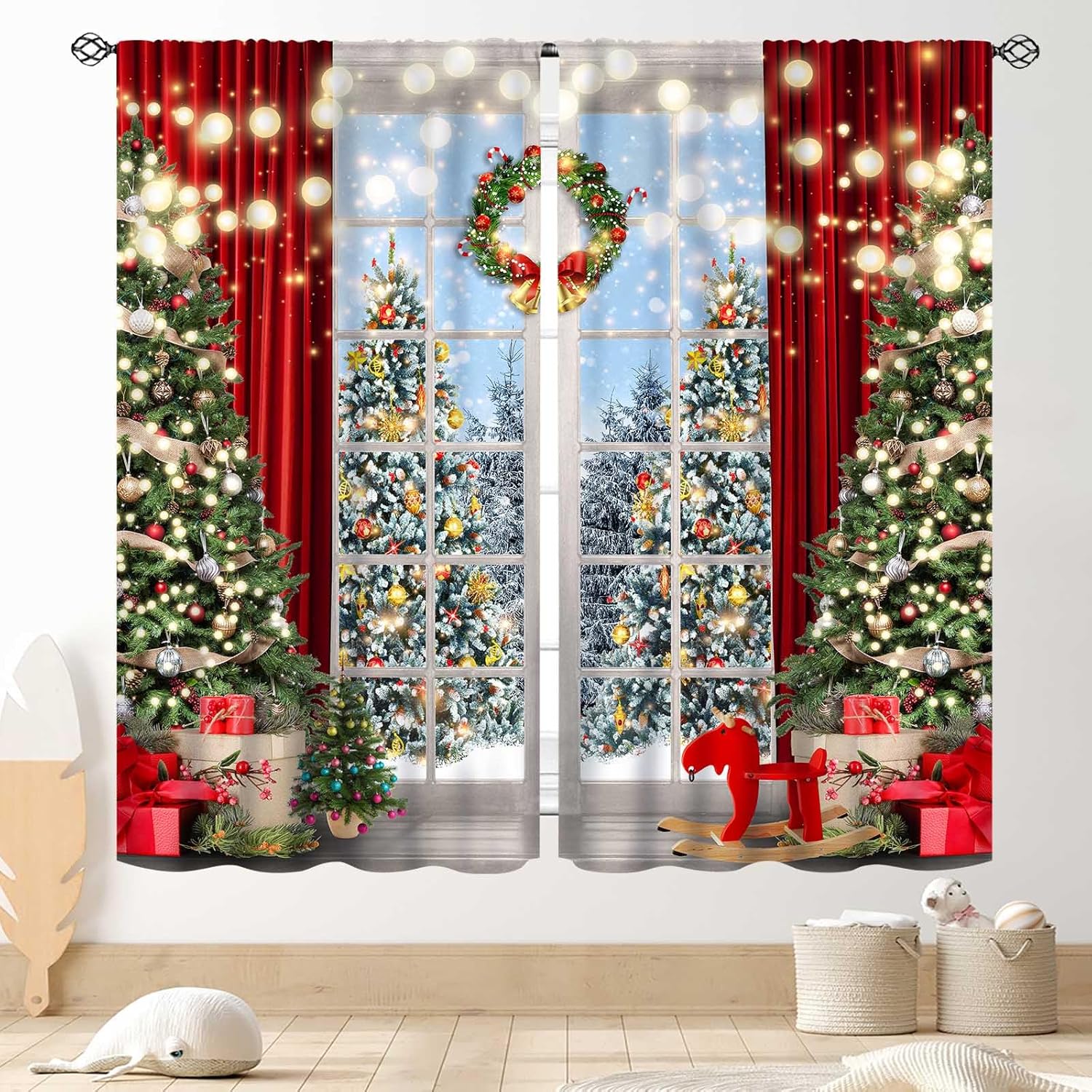 TKUYO Christmas Tree Curtains - Festive Holiday Decor for Every Room!