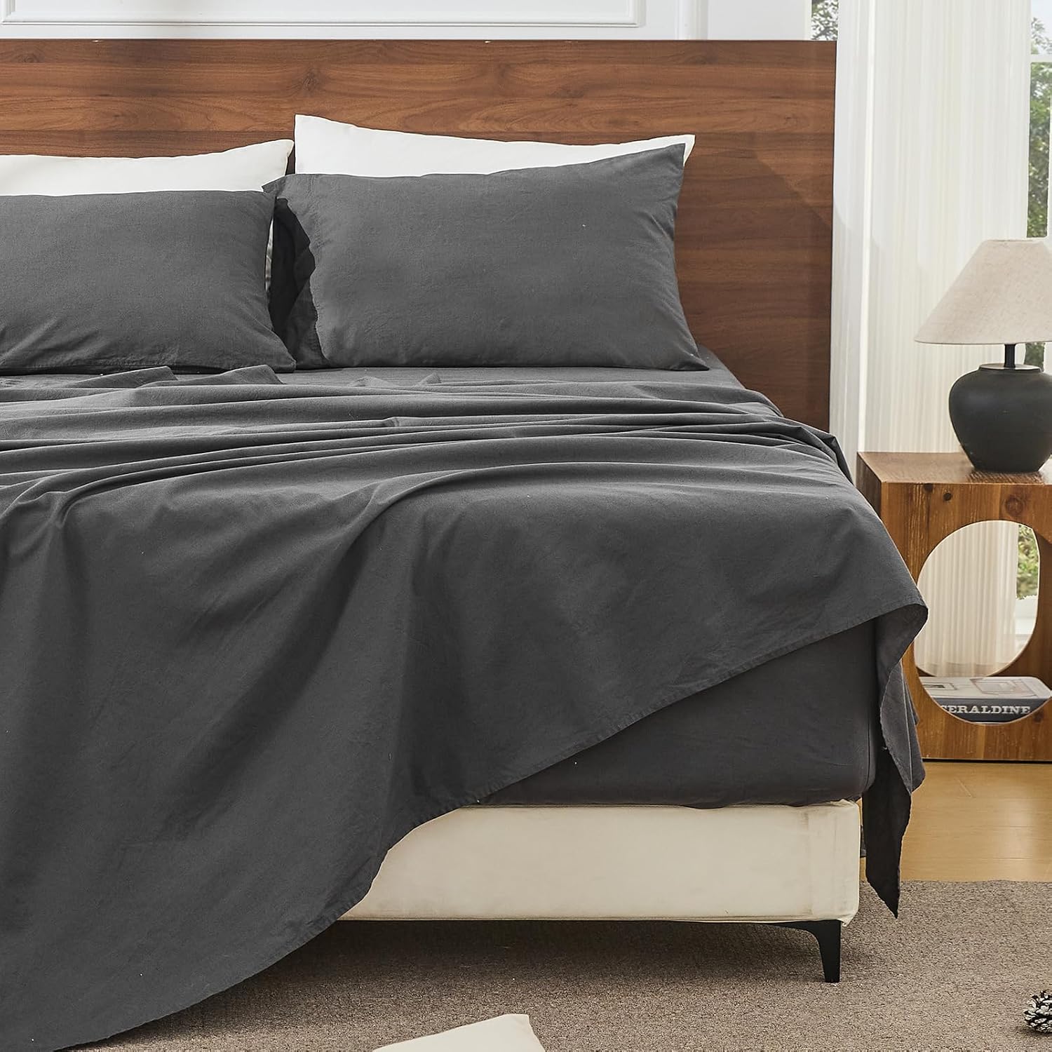 Bedlifes 100% French Linen Sheets Queen Size for Deep Mattresses