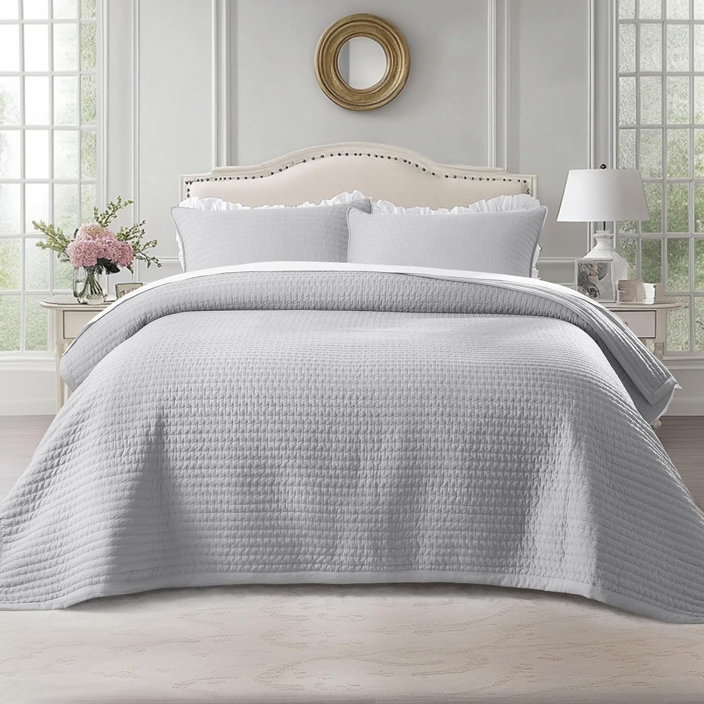 KASENTEX Queen Quilt Set - Soft Washed Lightweight Bedspread