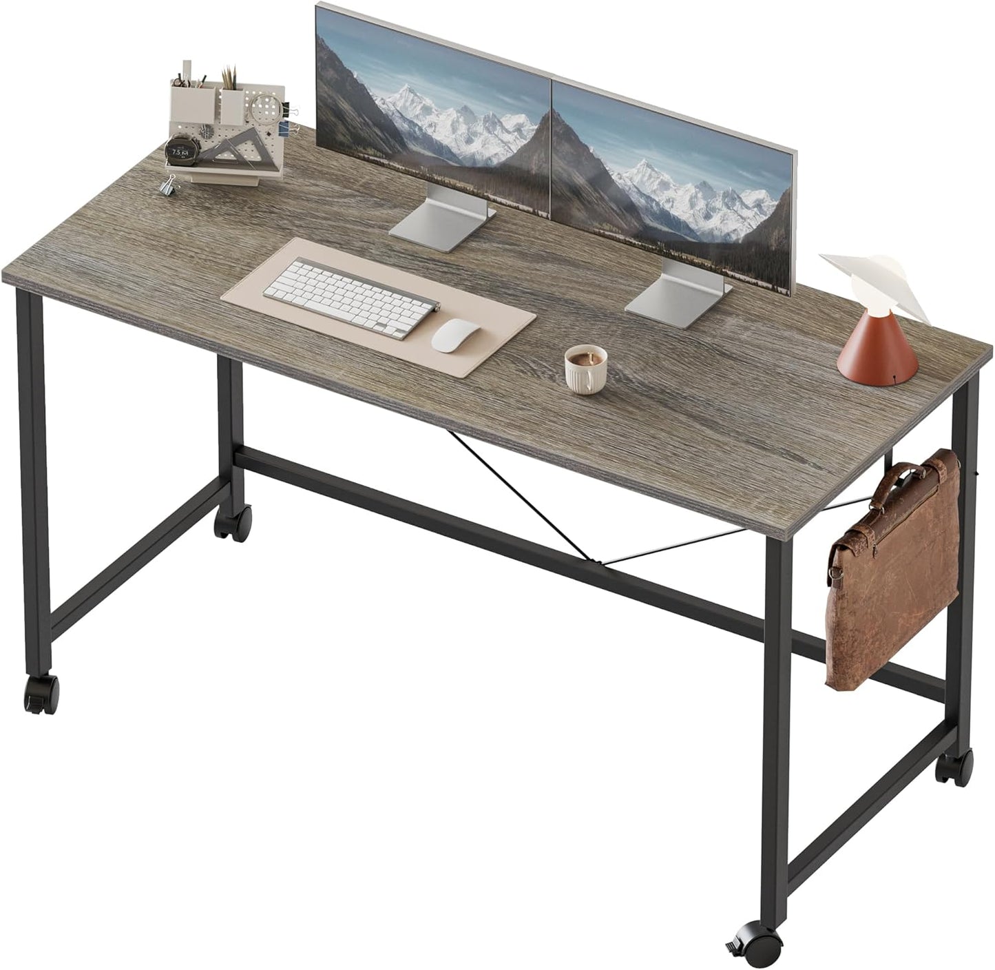 Mericonia Rolling Computer Desk with Wheels for Small Spaces