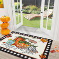 Fall Front Door Mat 32x48 Vintage Truck Pumpkin Doormat - Washable