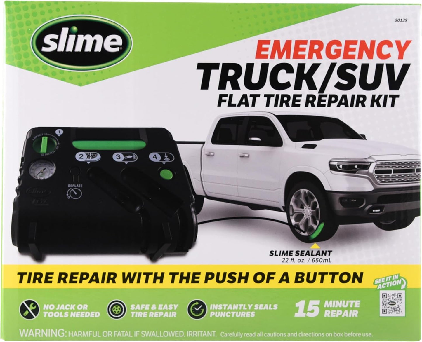 Slime 50139 Flat Tire Puncture Emergency Kit for Quick Fix