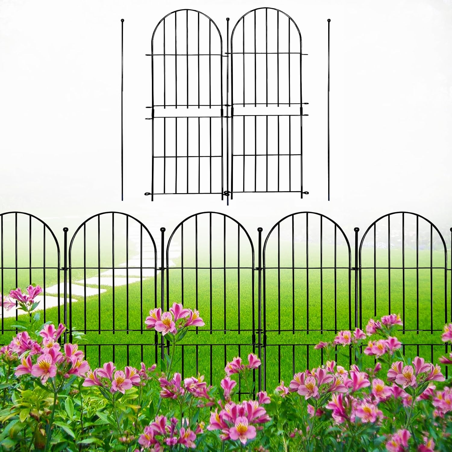 Decorative Garden Fence 31in x10ft, No Dig Animal Barrier