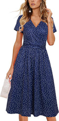 Women's Summer Floral Dress with V-Neck and Pocket Design