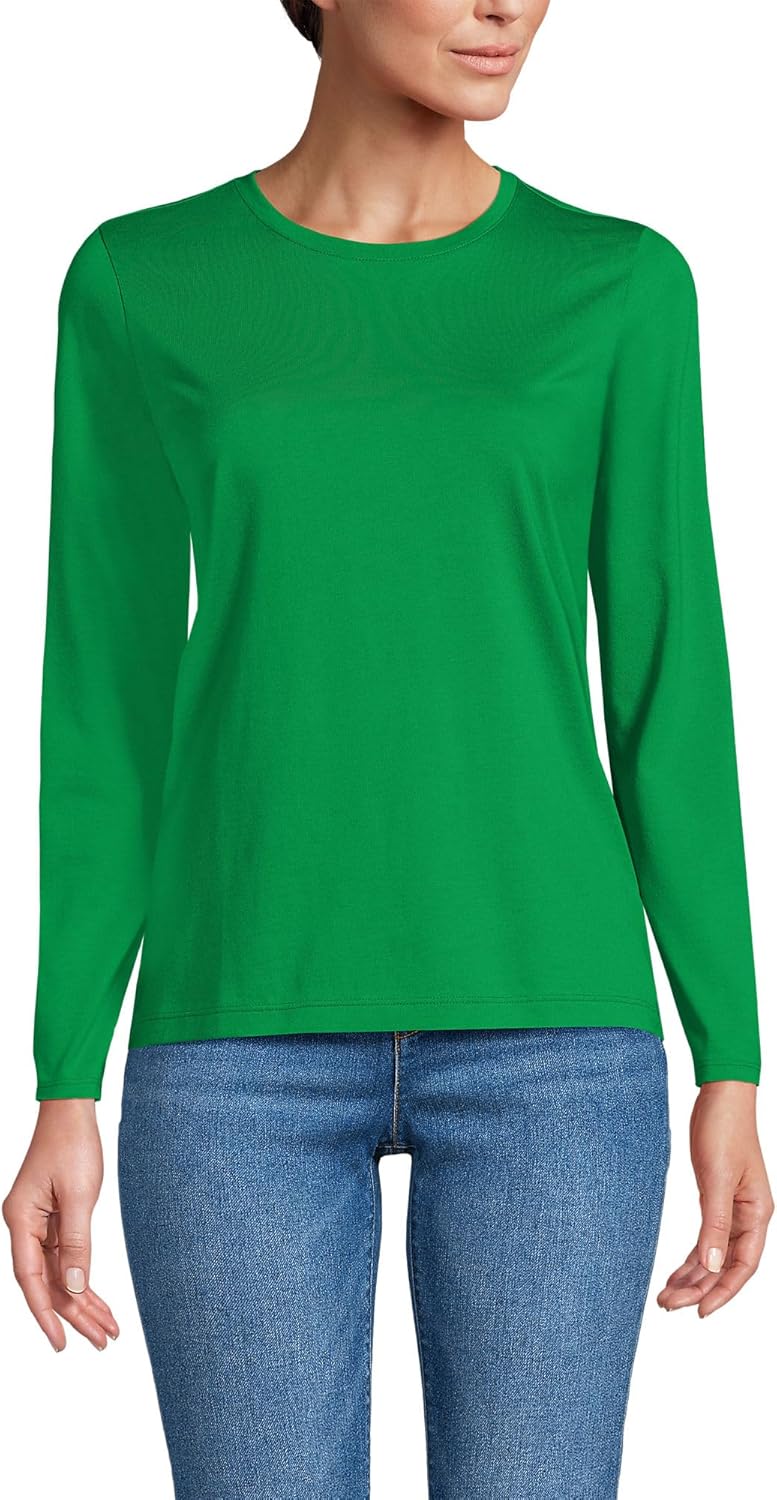 Relaxed Supima Cotton Long Sleeve Crew Neck T-Shirt for Women