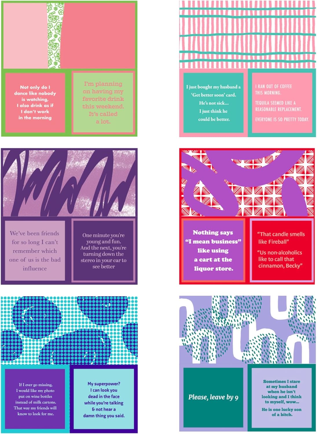 6 Pack Hilarious Cocktail Napkins, Drinks on Me! Funny Statements, Modern Art, Pack of 20