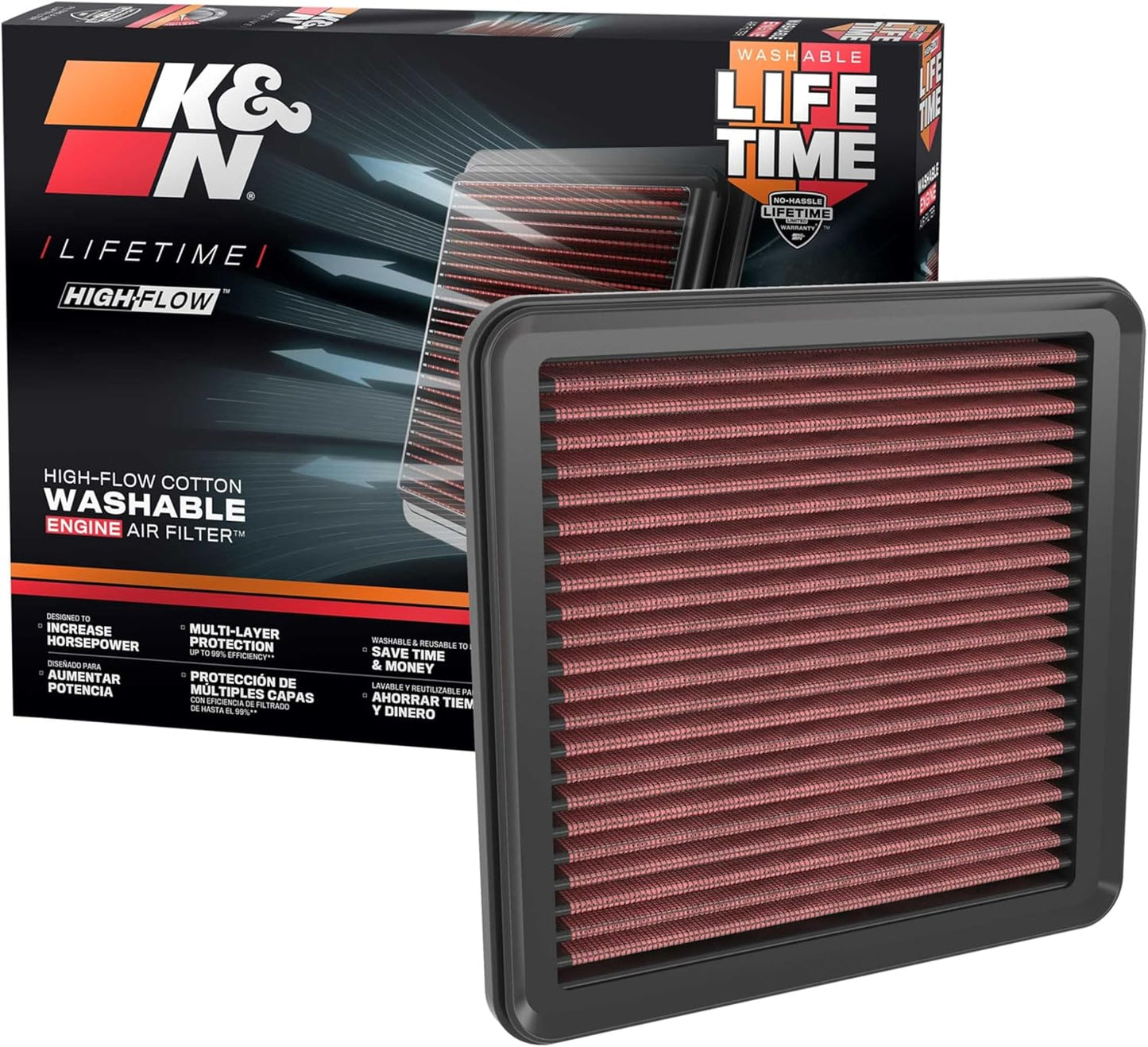 K&N High-Flow Engine Air Filter for Acura/Honda Vehicles