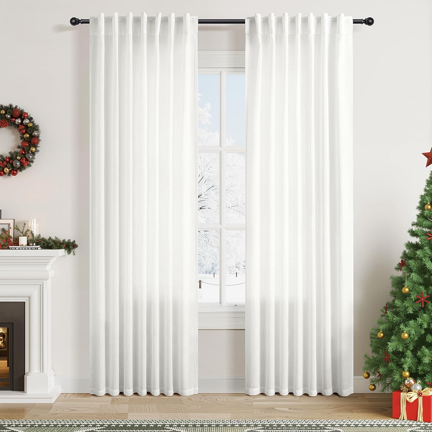 Nanspring Linen Curtains 84 Inch Length for Elegant Living Spaces