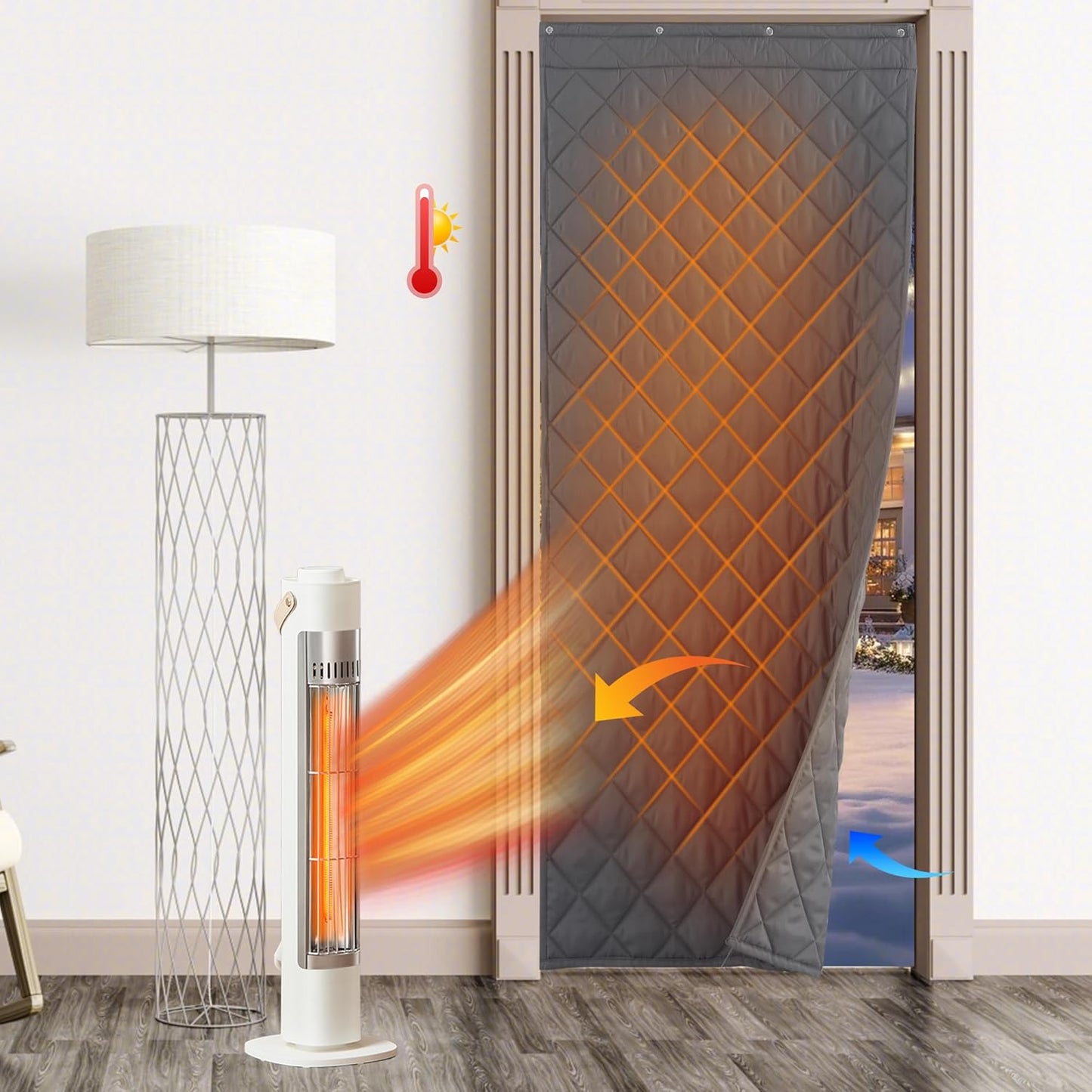 RYB HOME Thermal Insulated Door Curtain for Winter Comfort