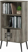 Claude Mid Century Bookcase Cabinet with Storage Shelves - Compact