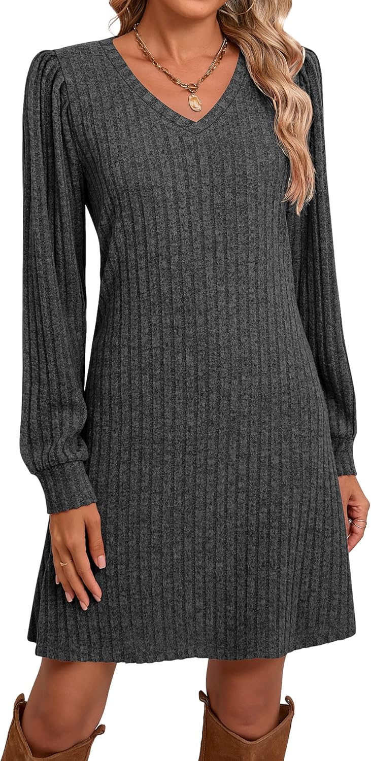 Ficerd Women's Knit Long Sleeve Sweater Dress for Fall Style