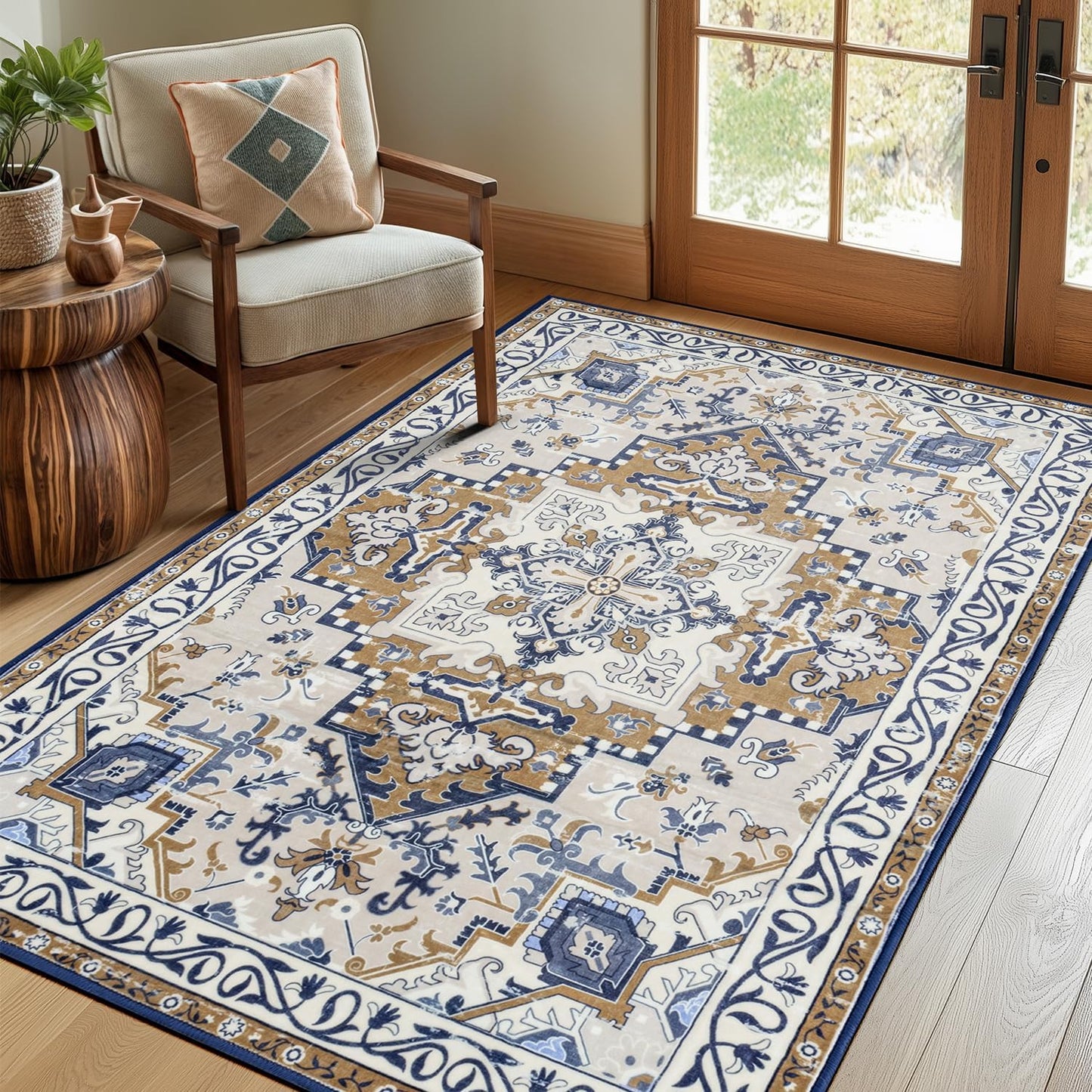 Rugflix 3x5 Area Rug for Living Room, Soft Boho Vintage Design