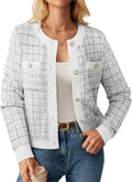 Womens Tweed Texture Button Front Cardigan Sweater - Elegant Fit