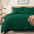 Twin Comforter Set 5 Piece Emerald Green Tufted Bedding - All Season