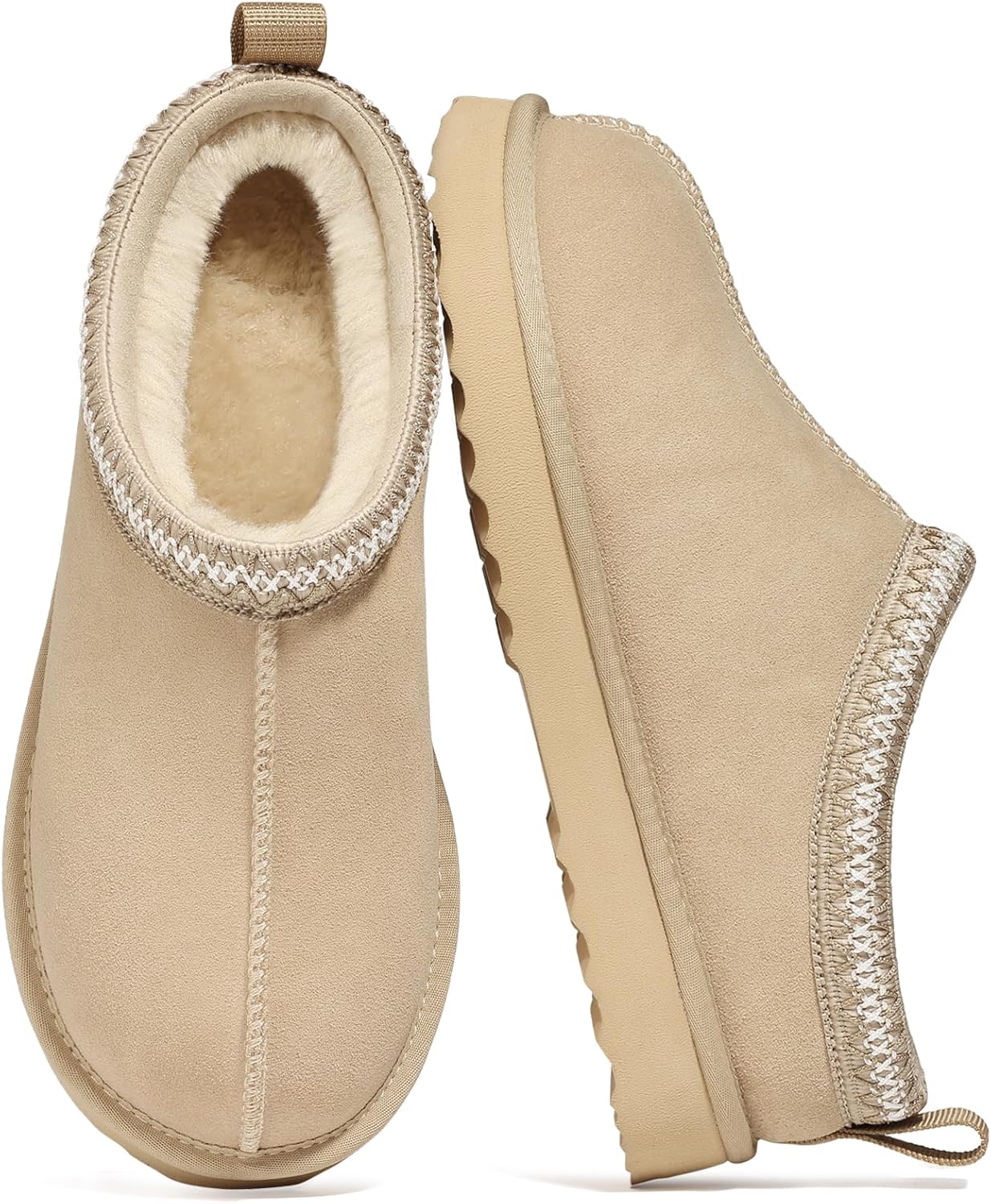 Genuine Suede Fuzzy Slippers for Women - Cozy Winter Boots