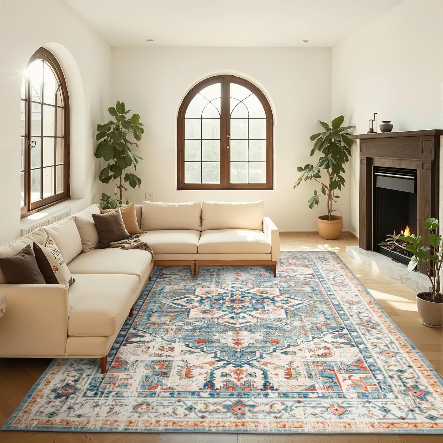 7x9 Washable Area Rug for Living Room and Bedroom Comfort