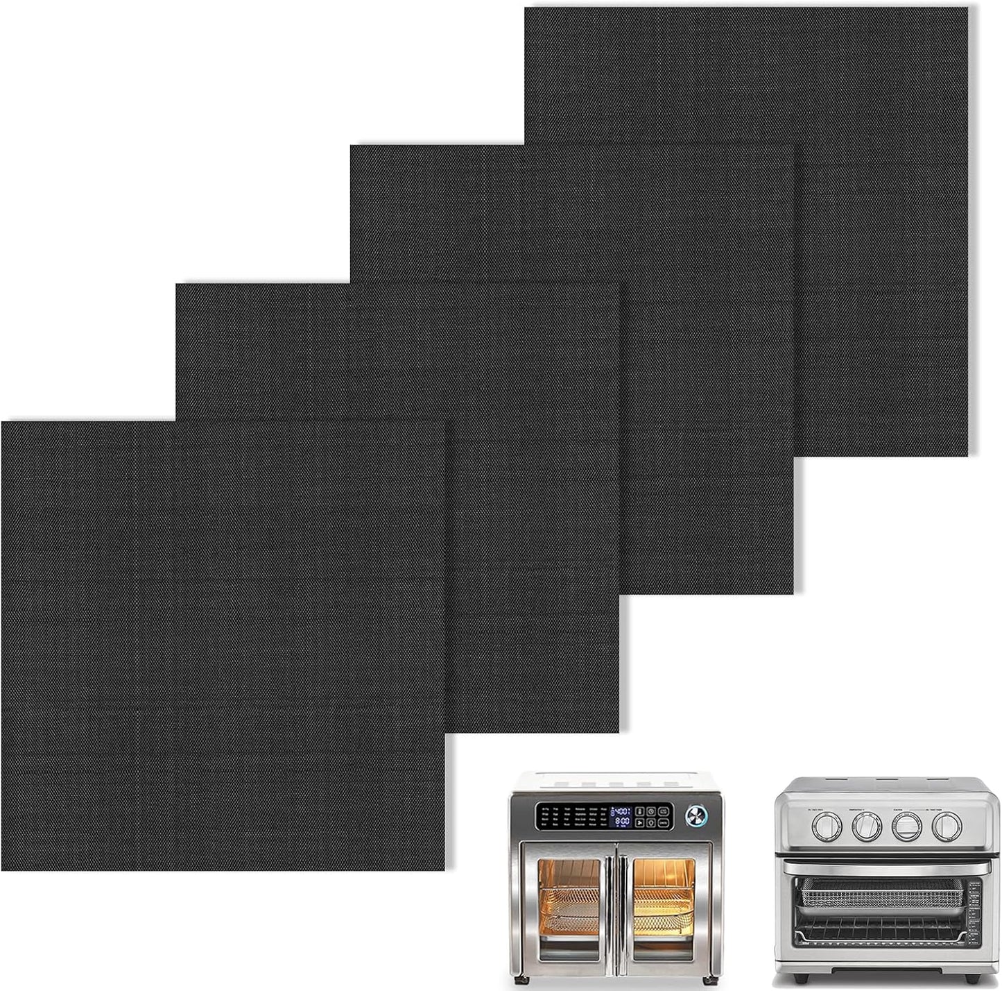 4 Pack Non-Stick Oven Liners, Heat Resistant, 12x12 ~ Keep Your Oven Spotless.