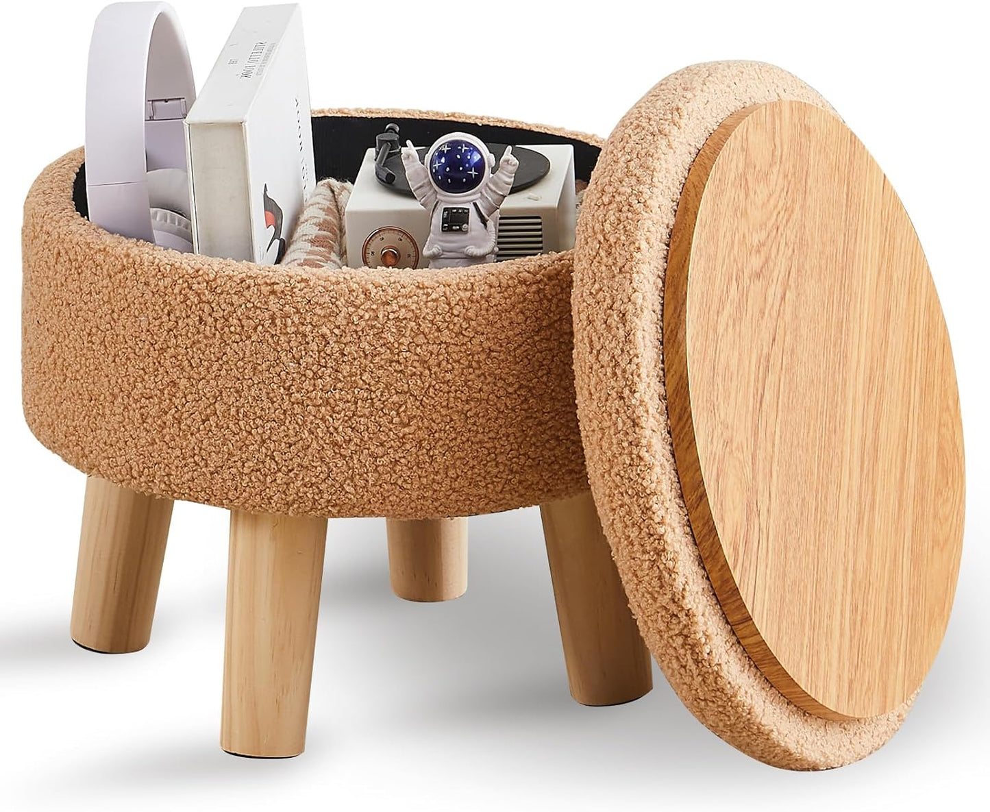 Wimarsbon Storage Ottoman: Modern Round Footrest for Any Space