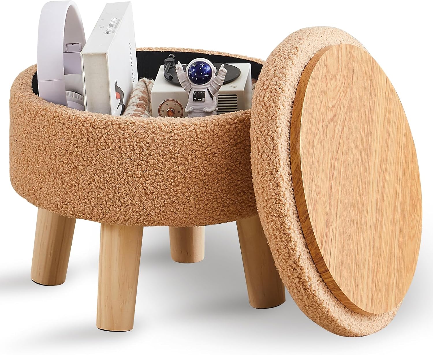 Wimarsbon Storage Ottoman: Modern Round Footrest for Any Space