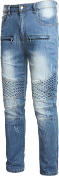 Enrica Men's Moto Jeans with Ripped Accents for Modern Look