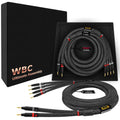 Ultimate 8 ft 9 AWG Speaker Cable Pair - Premium Bi-Wire with Gold