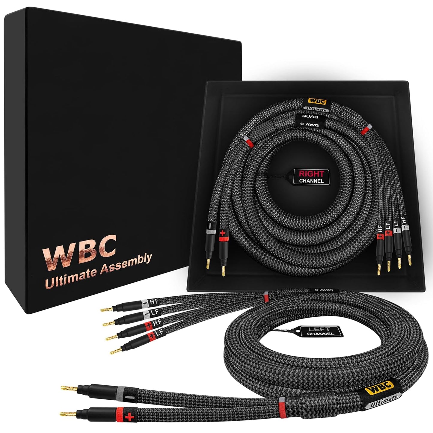 Ultimate 8 Foot Bi-Wire Speaker Cable Pair for Audiophiles