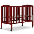 Full-Size Folding Baby Crib in Cherry - Portable, GREENGUARD Gold